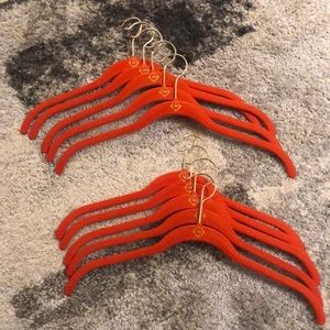 10 Joy Mangano Shirt hangers, Orange with Gold hardware, smoke-free home